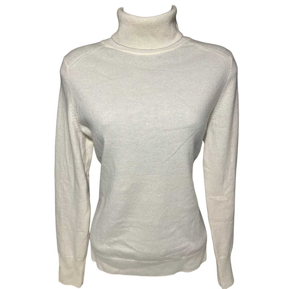 PURE COLLECTION 100% Cashmere Turtleneck Sweater Ivory Cream‎ Women US 6 UK 12